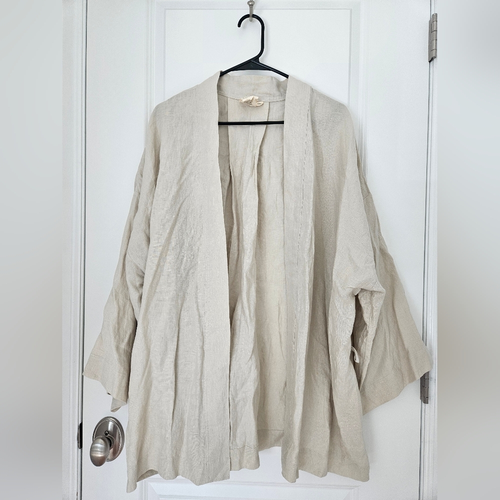 Linen wrap short robe